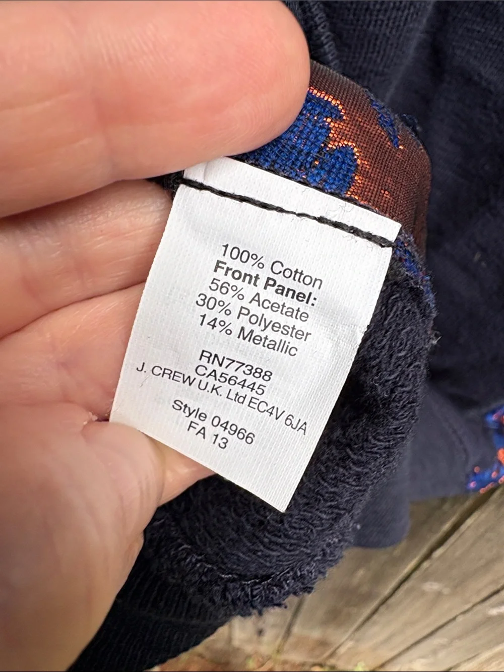 J. Crew Navy Fancy Crewneck Sweater